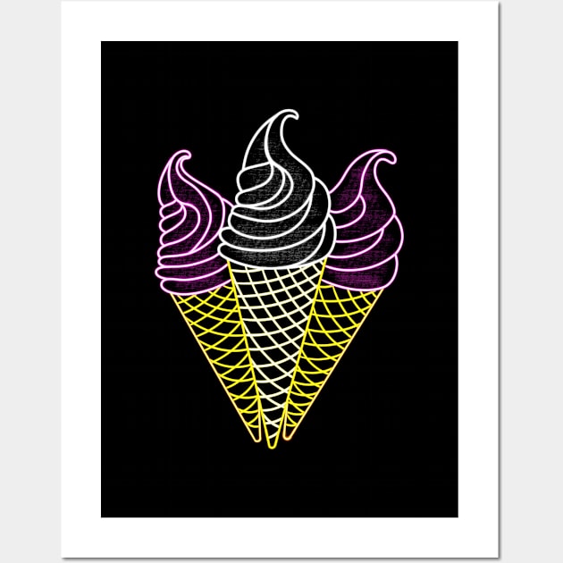 Ice cream cones, neon light Wall Art by Kuchinska design